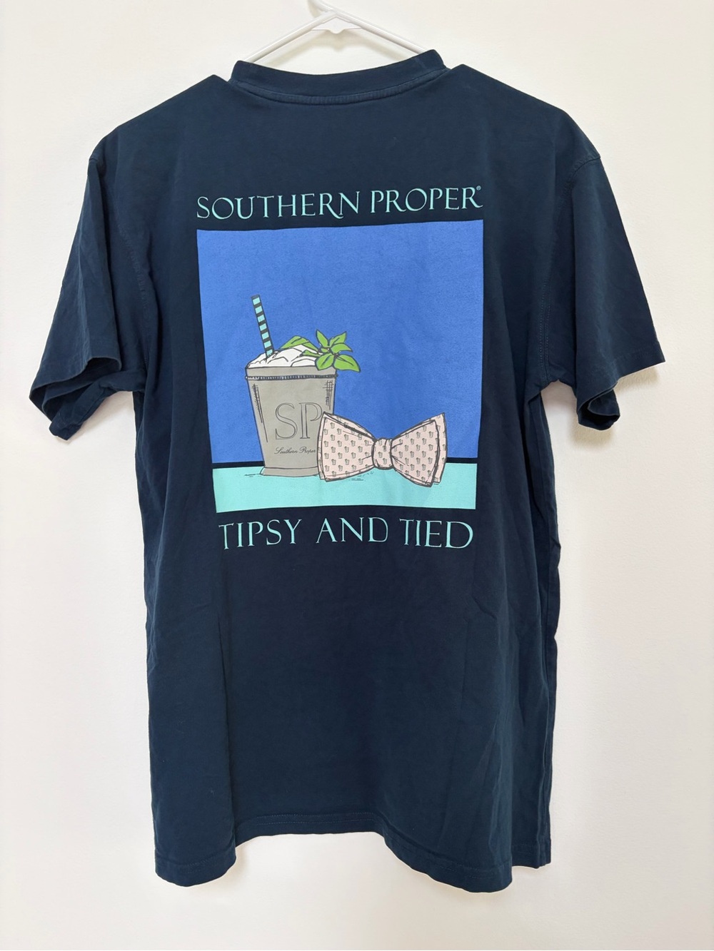 Southern Proper Navy 'Tipsy and Tied' Graphic Tee Small